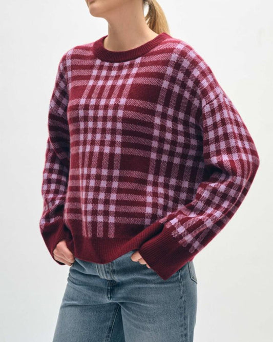 Cashmere Plaid Crewneck Sweater