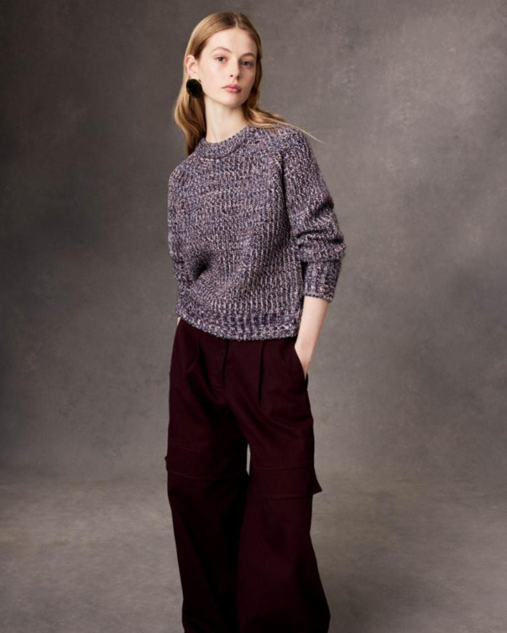 Cotton Cashmere Blend Marled Sweatshirt