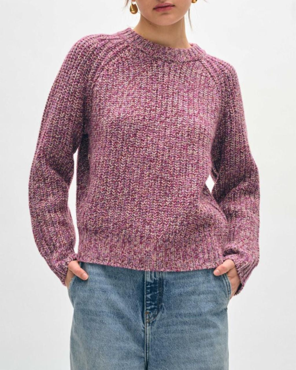 Cotton Cashmere Blend Marled Sweatshirt