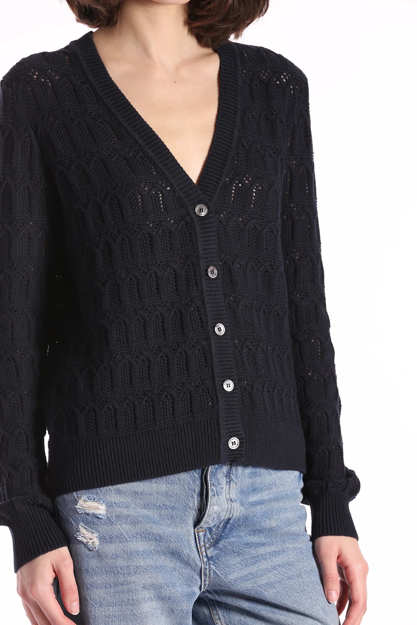 Pointelle Cotton Cashmere Cardigan