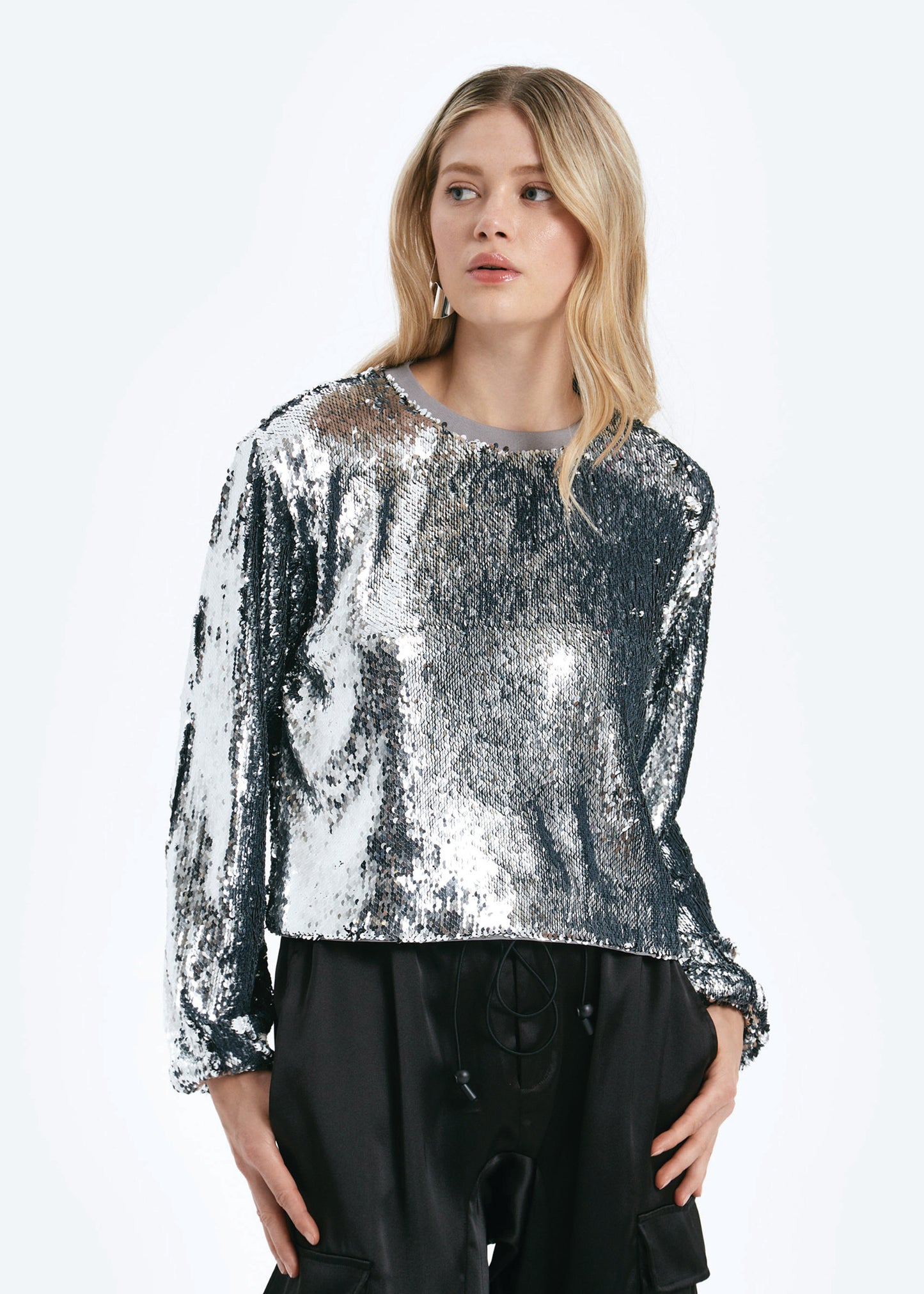 JACE Round Neck Sequin Sweatshirt