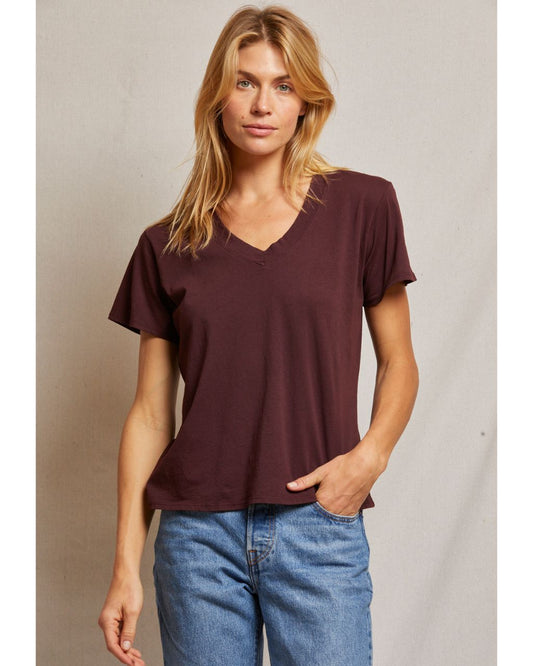 Hendrix - Cotton Boxy V Neck Tee - Seasonal colors