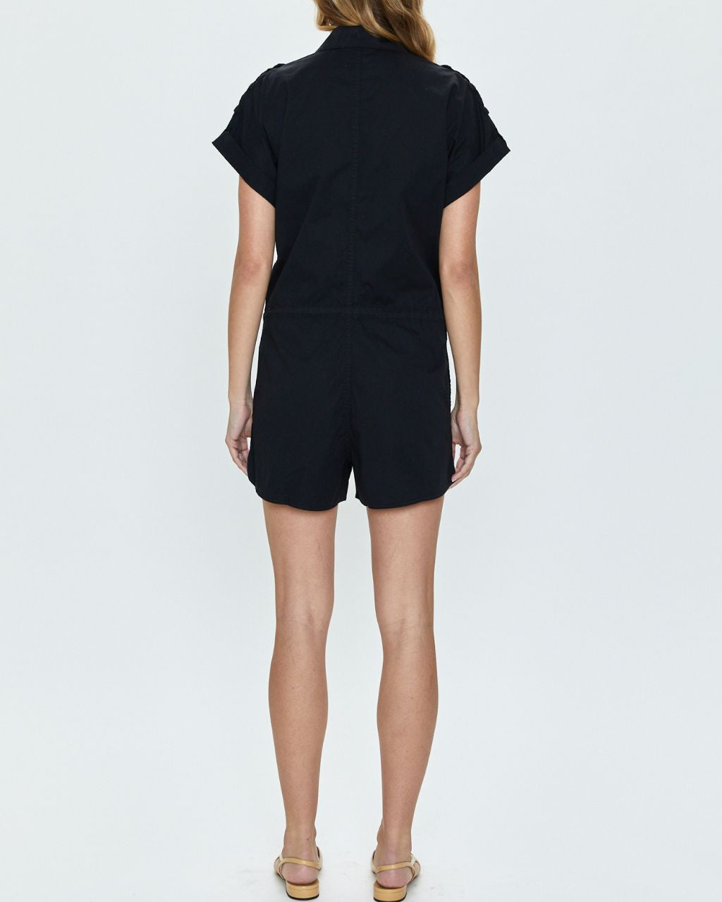 Meg Short Sleeve Zip Front Romper - Multiple colors available