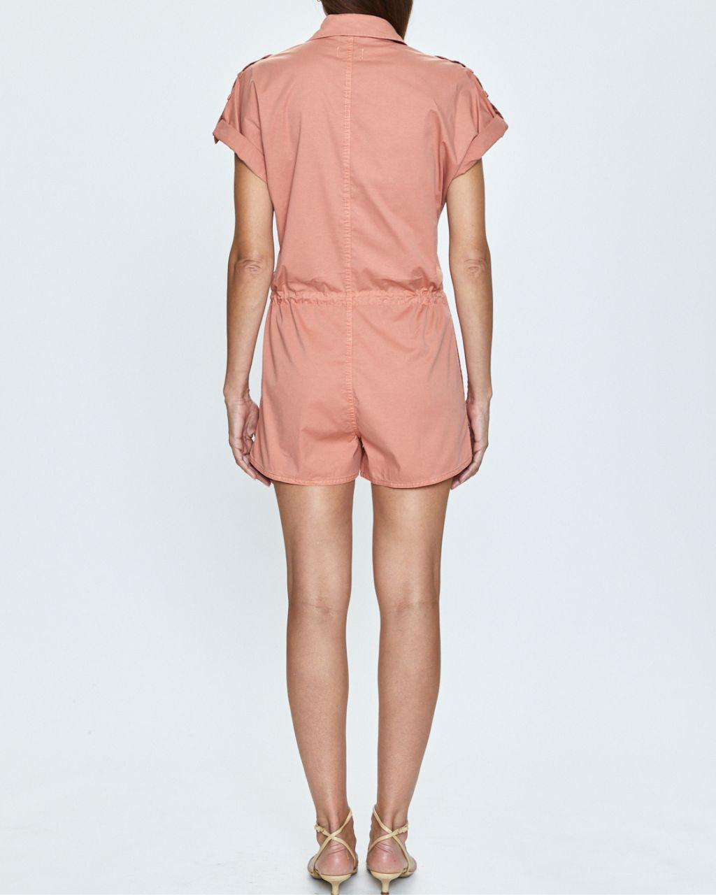 Meg Short Sleeve Zip Front Romper - Multiple colors available