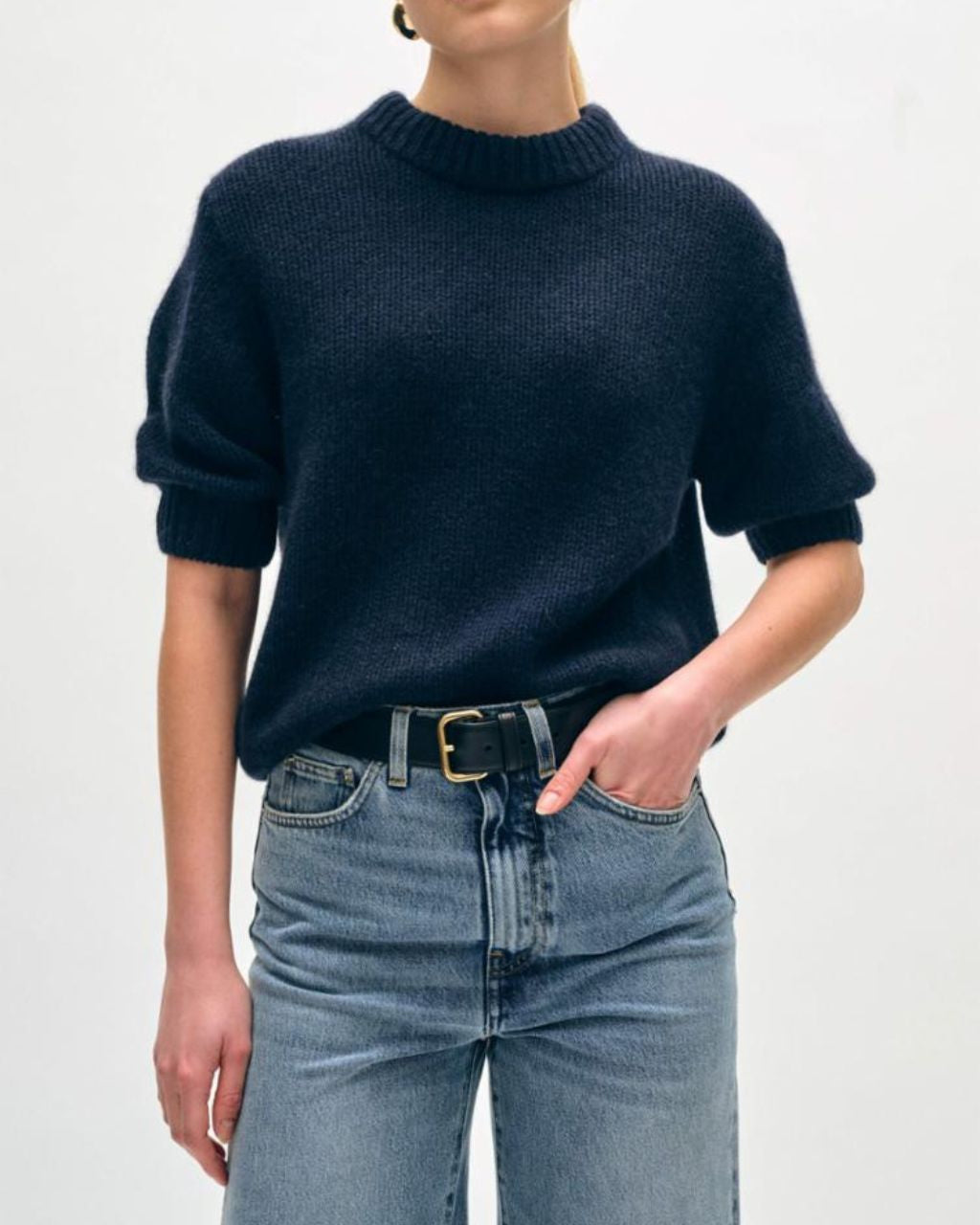 Cashmere Featherweight Puff Sleeve Crew