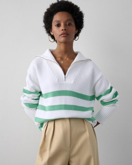 Organic Cotton Striped Quarter Zip